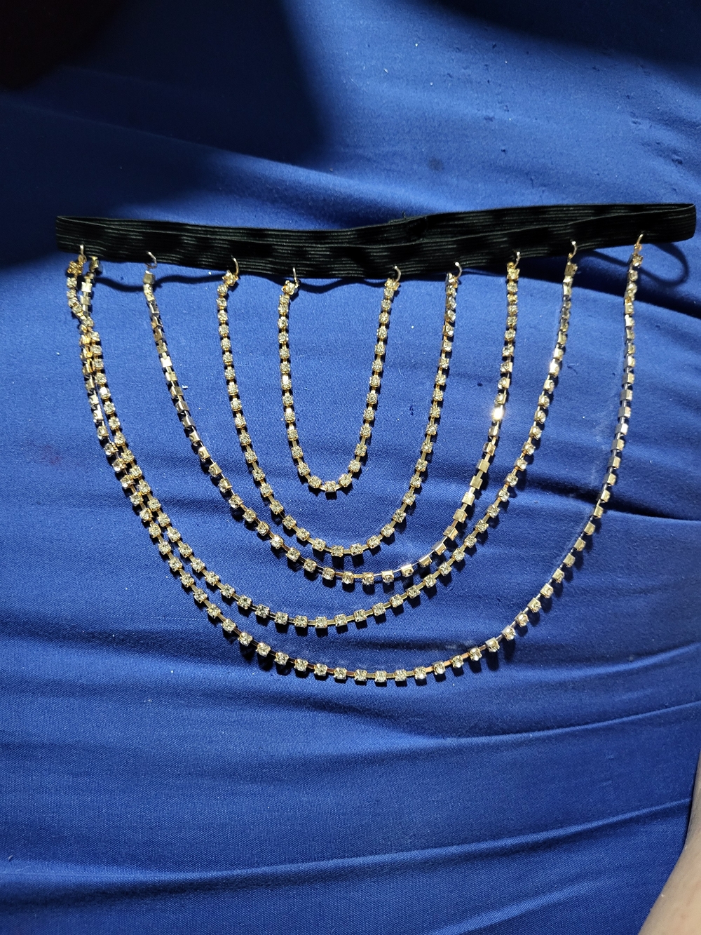 Gold Rhinestone Draped Multi-Strand Leg Band